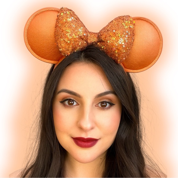 Disney Accessories - Disney Parks Peach Punch Sequin Minnie Ears Headband